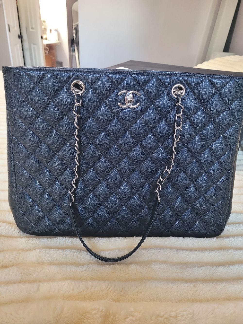 Chanel Classic Timeless Tote Caviar Leather in Black With Silver Hardware